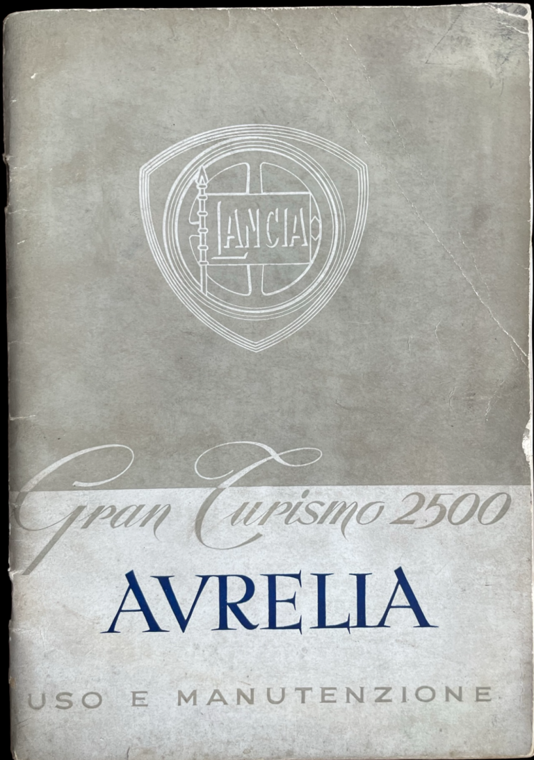 Manuale Uso E Manutenzione Lancia Aurelia GT 2500 B20 B24 – Libretto Istruzioni Originale Su CD